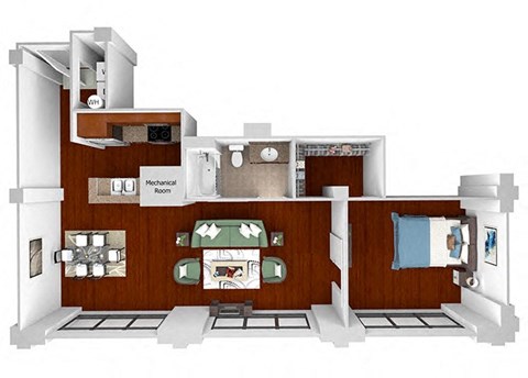 Main 3 Downtown - A9 (Landmark) - 1bed/1 bath - 3D